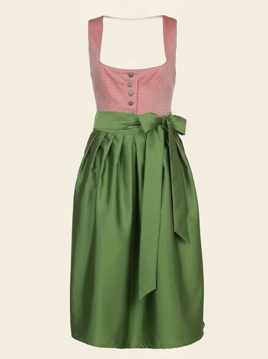 Dirndl Genua rosé-grün freigestellt Frontansicht