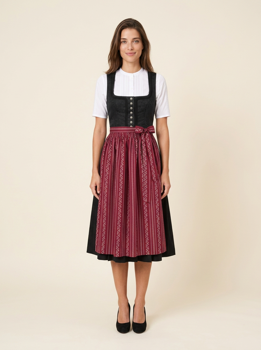 Dirndl Odette schwarz Frontansicht ganzer Körper