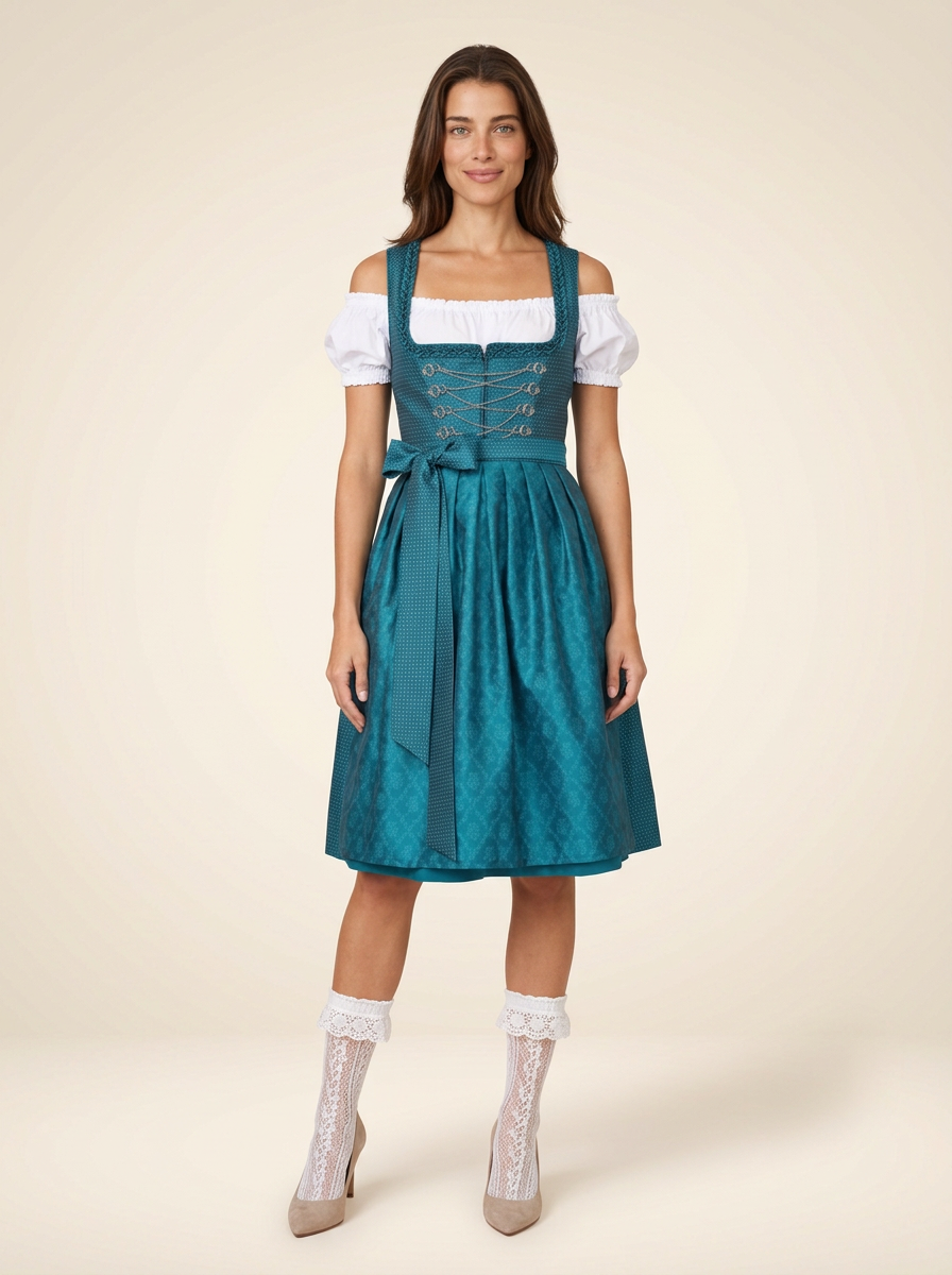 Dirndl Anne petrol Frontansicht ganzer Körper
