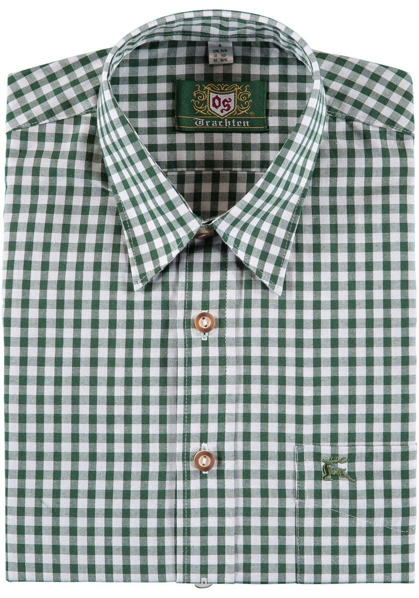 Trachtenhemd - Trachtenhemd Bertl grün - weiß langarm - Dirndl.com