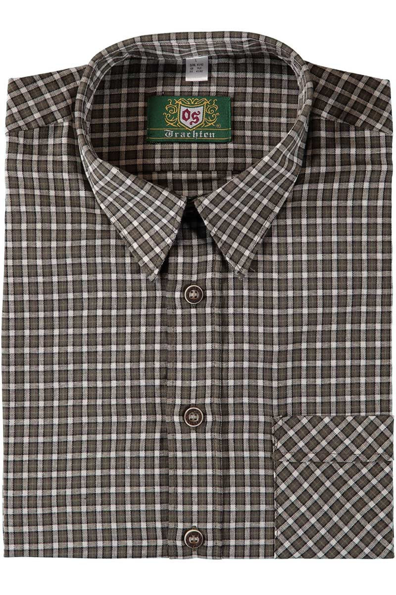 Chemise homme Ferdinand marron-vert manches longues