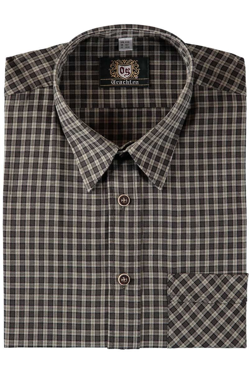 Trachtenhemd - Herrenhemd Ferdinand Braun - oliv langarm - Dirndl.com