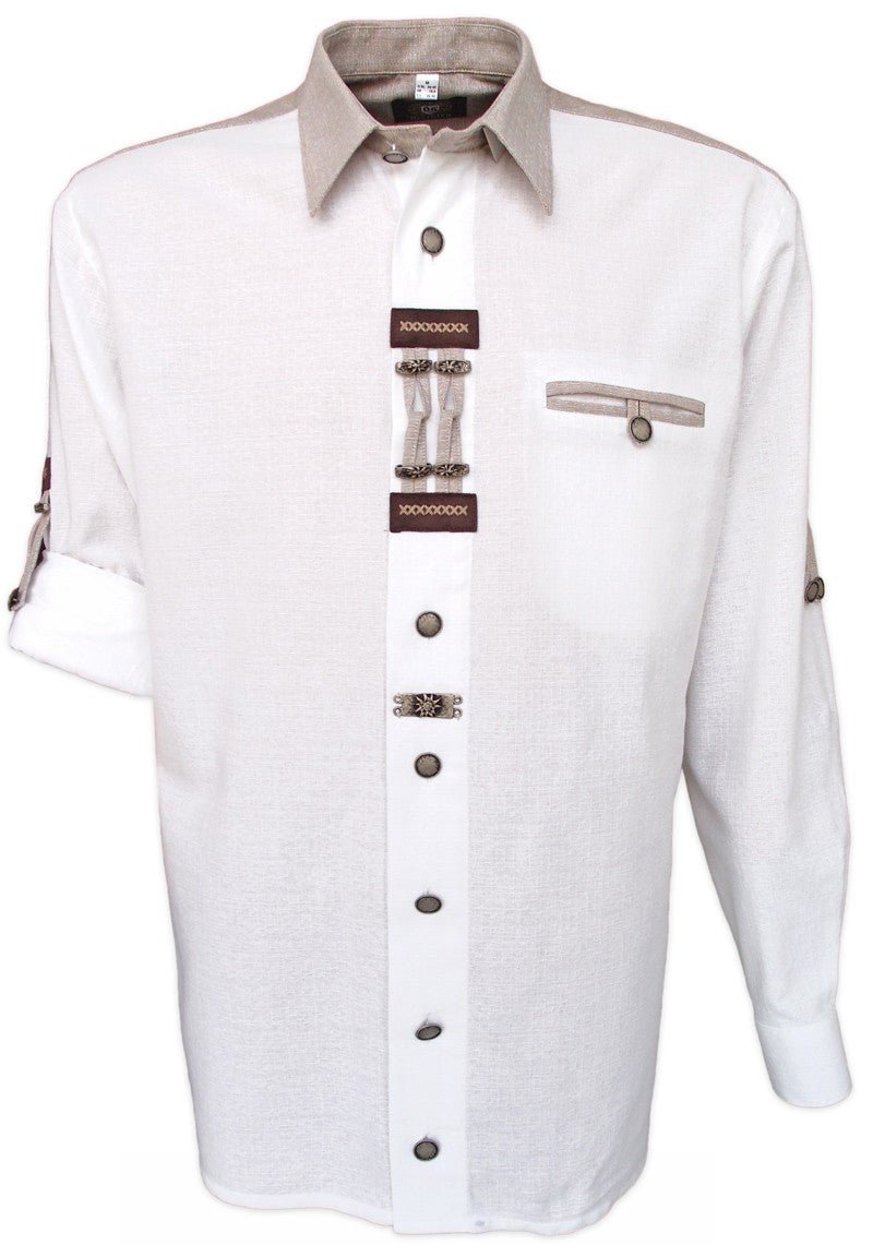 Trachtenhemd - Trachtenhemd Nils weiß langarm - Dirndl.com
