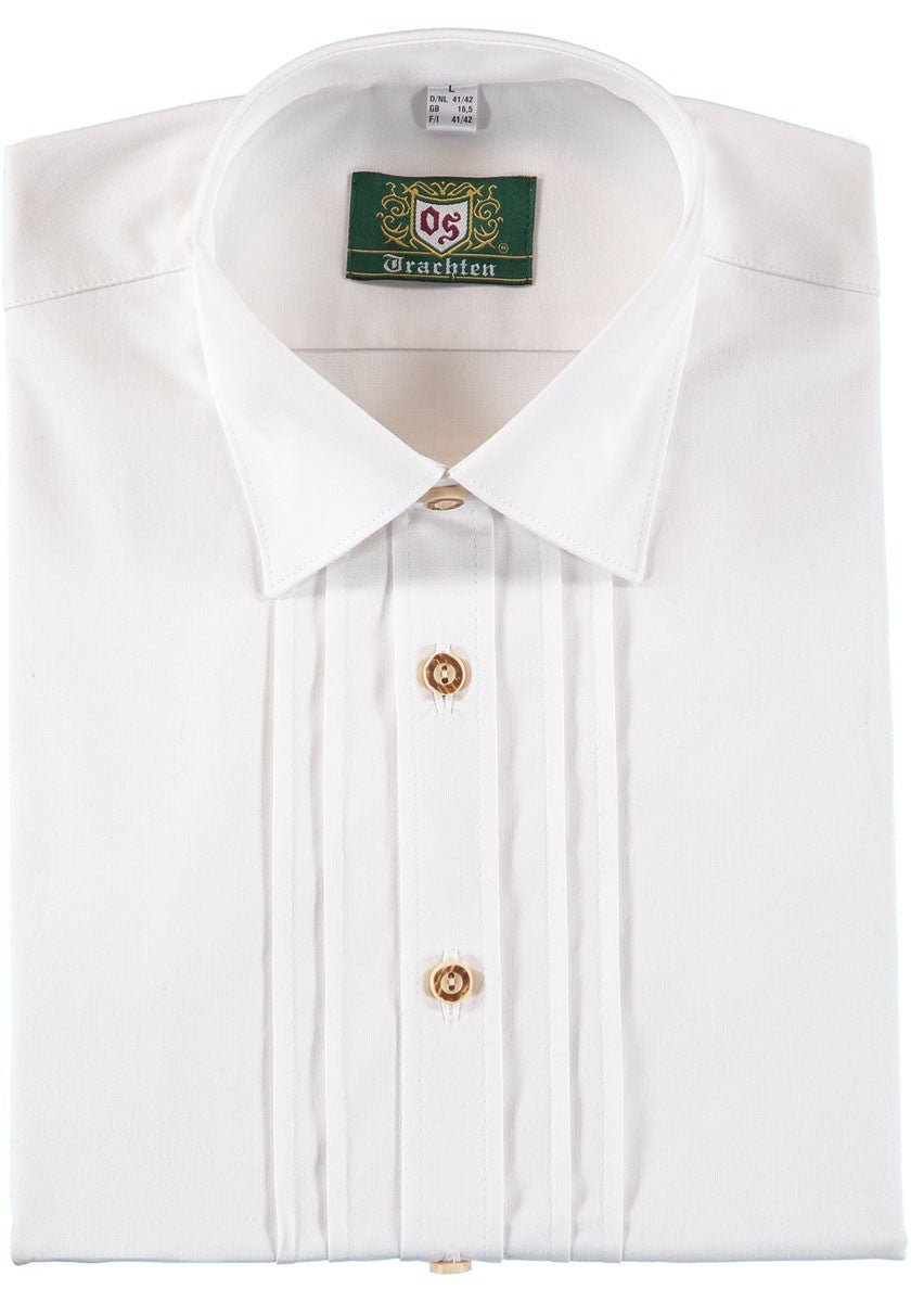 Trachtenhemd - Herrenhemd Otto weiß mit Haifischkragen langarm - Dirndl.com