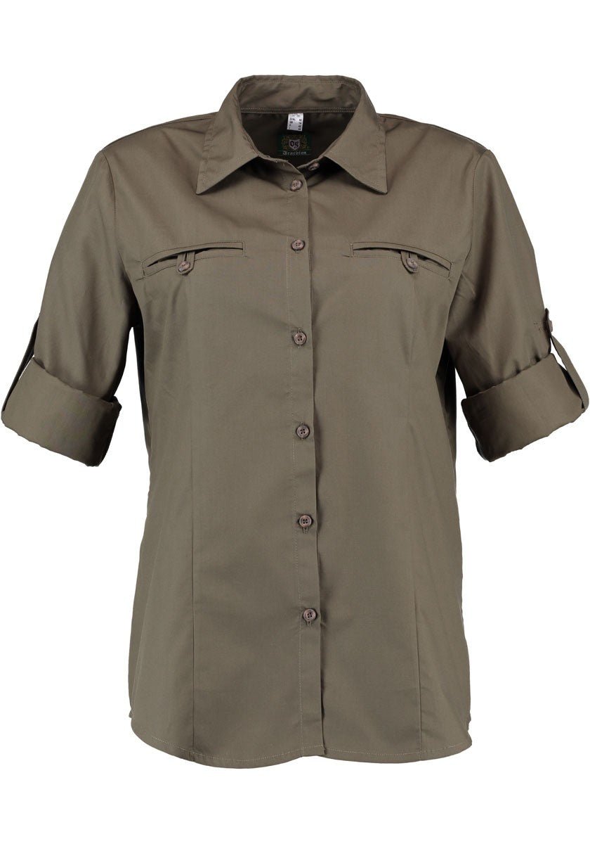 Trachtenbluse - Damenbluse Agnes oliv - Dirndl.com