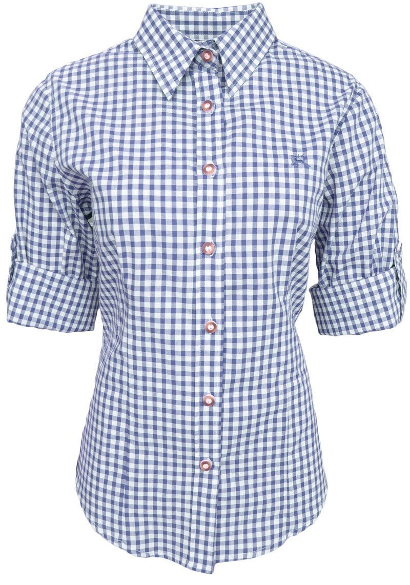 Trachtenbluse - Damenbluse Caroline blau - Dirndl.com