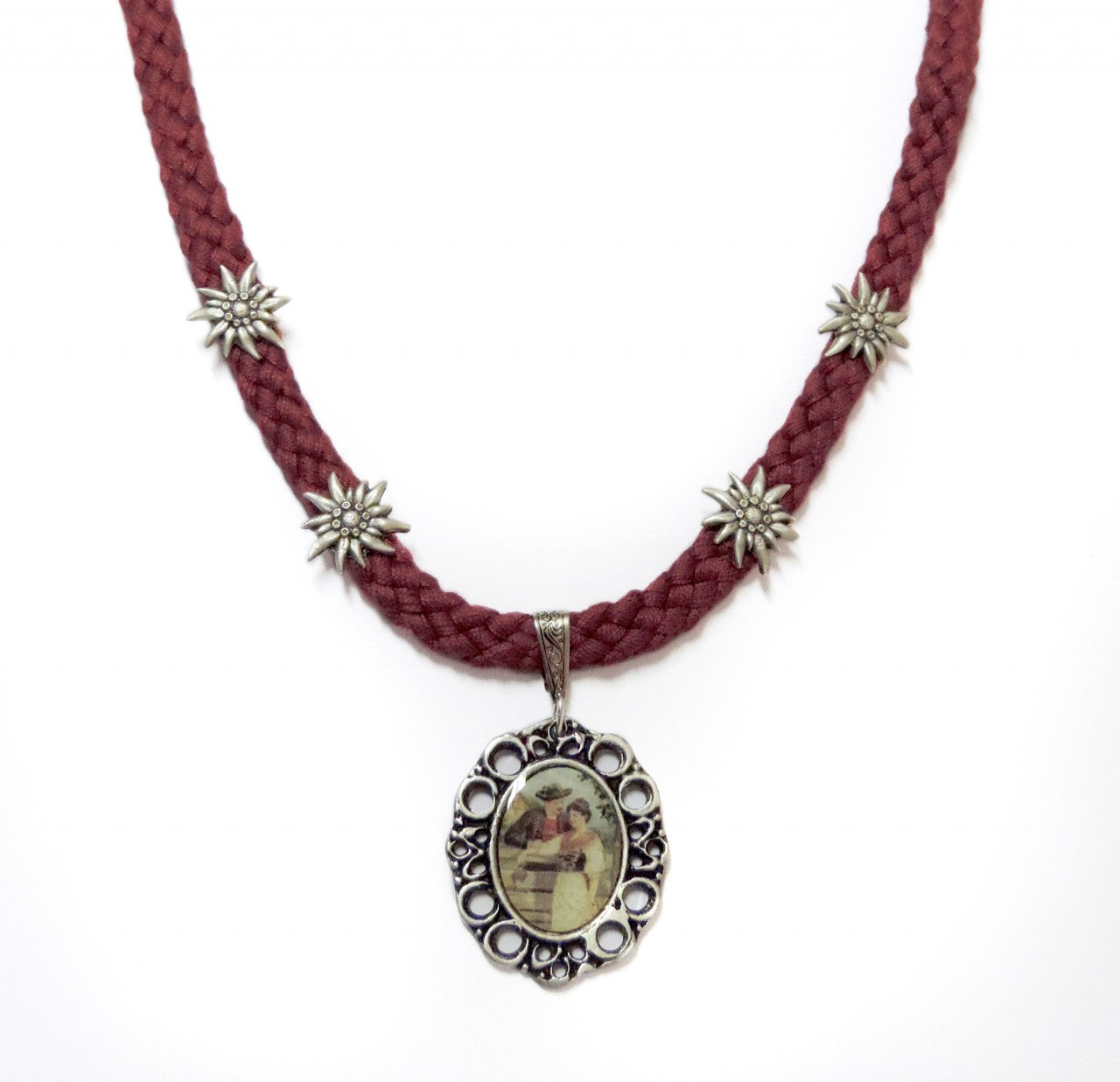 Dirndl Kette mit Amulett in Rot