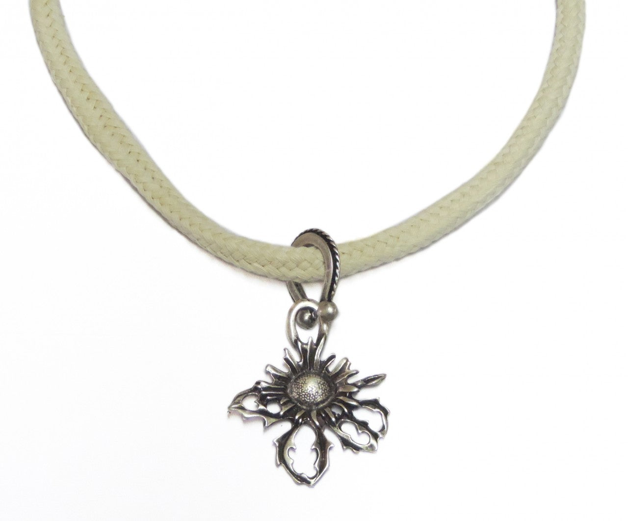 Collier cordon avec edelweiss, beige
