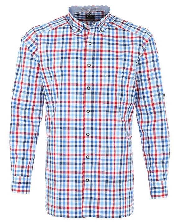Chemise Olymp chemise traditionnelle coupe moderne bleu/rouge manches longues