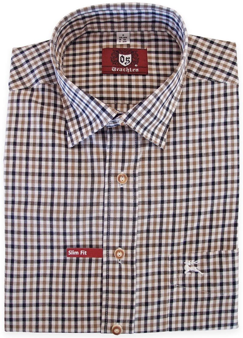 Trachtenhemd - Trachtenhemd Klaas braun langarm - Dirndl.com