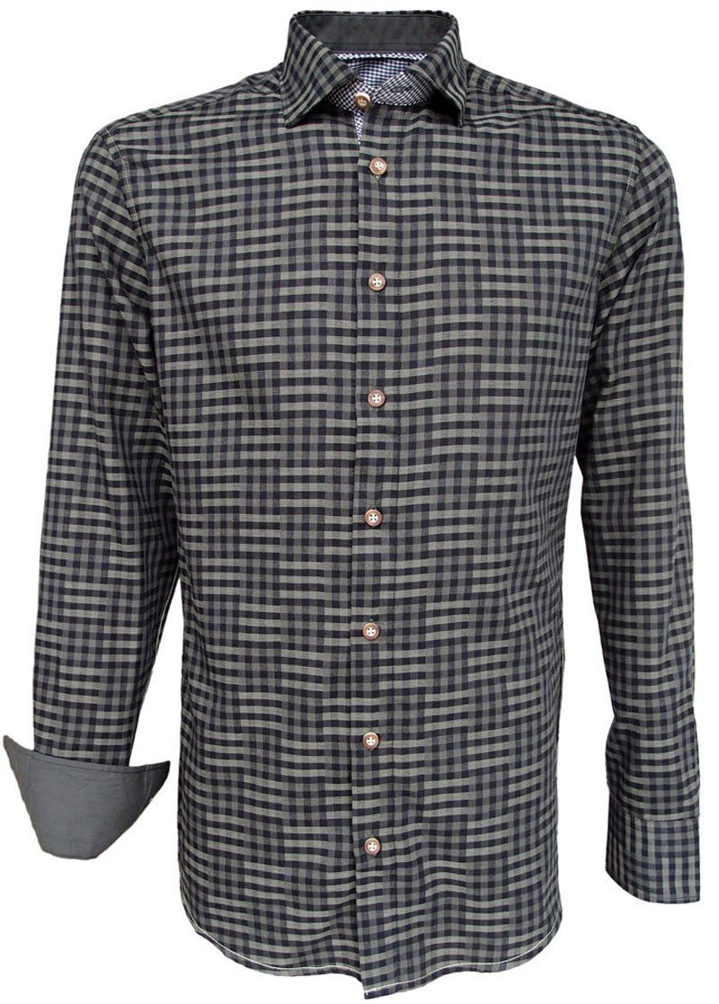 Trachtenhemd - Trachtenhemd Taro dunkelgrau langarm - Dirndl.com
