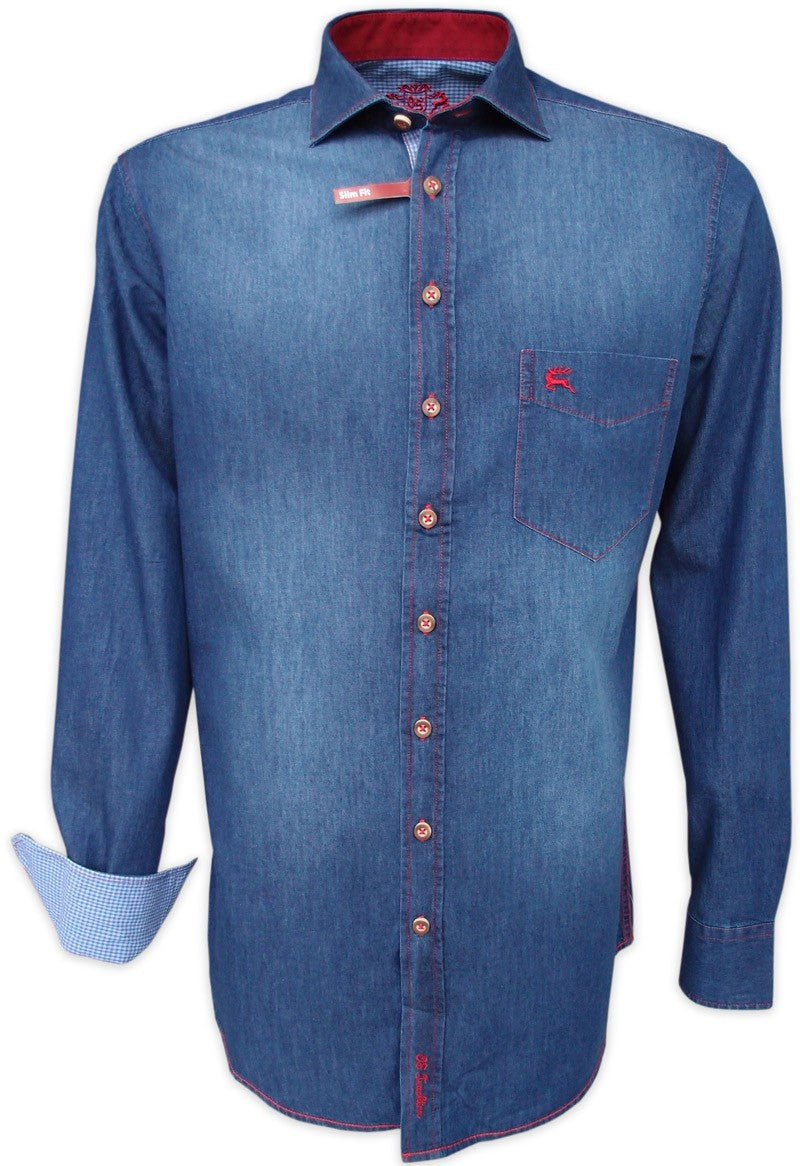 Trachtenhemd - Trachtenhemd Melo Jeans langarm - Dirndl.com