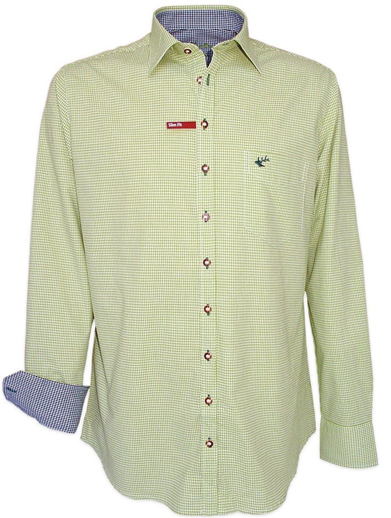 Trachtenhemd - Trachtenhemd Chuck grün langarm - Dirndl.com
