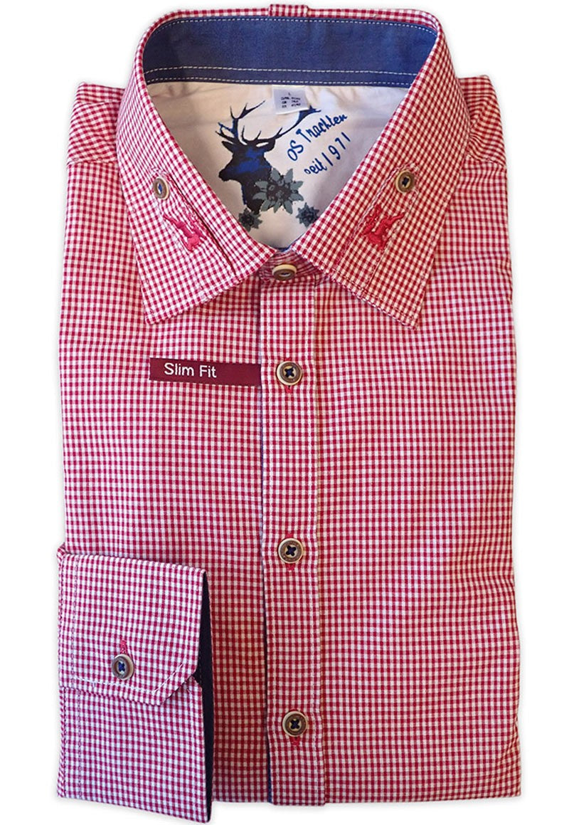 Trachtenhemd Euron rot langarm