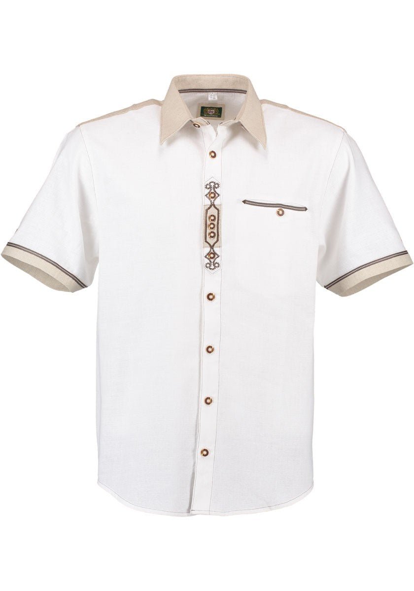 Trachtenhemd - Herrenhemd Hartwin weiß kurzarm - Dirndl.com