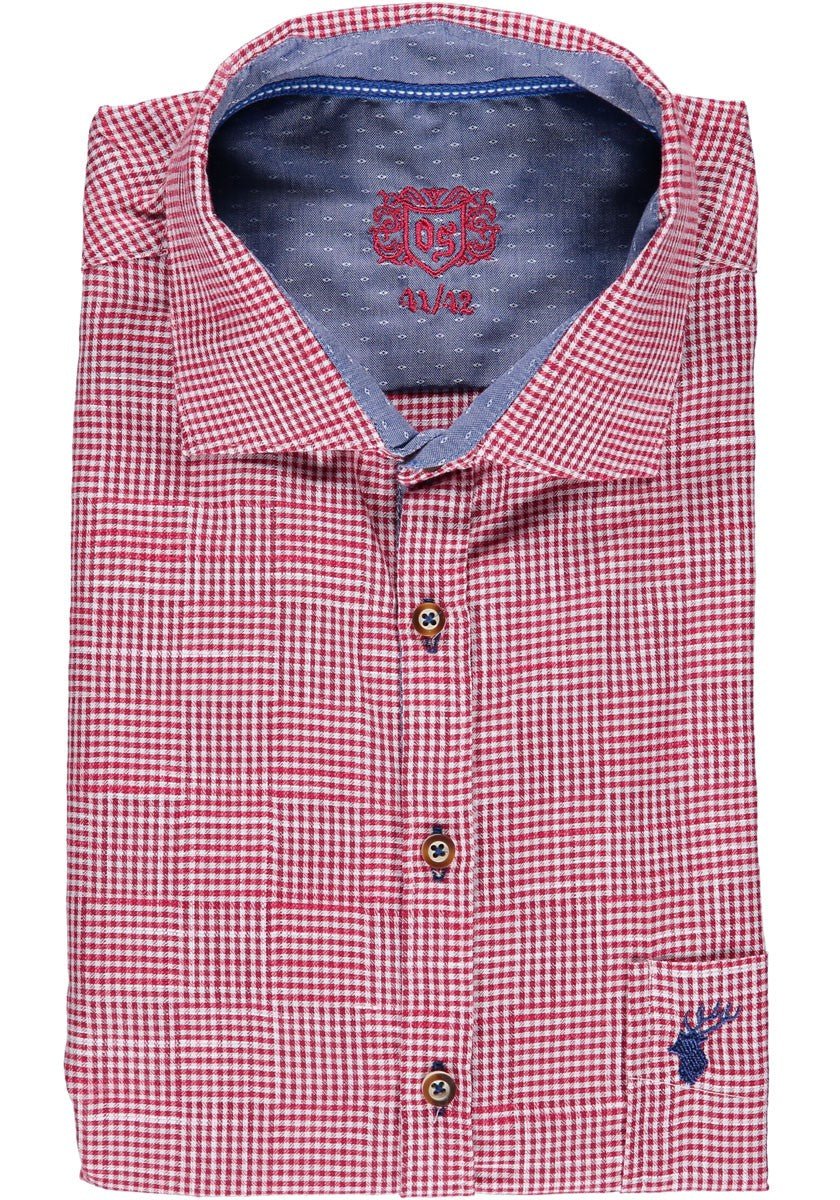 Trachtenhemd - Herrenhemd Helwig rot langarm - Dirndl.com