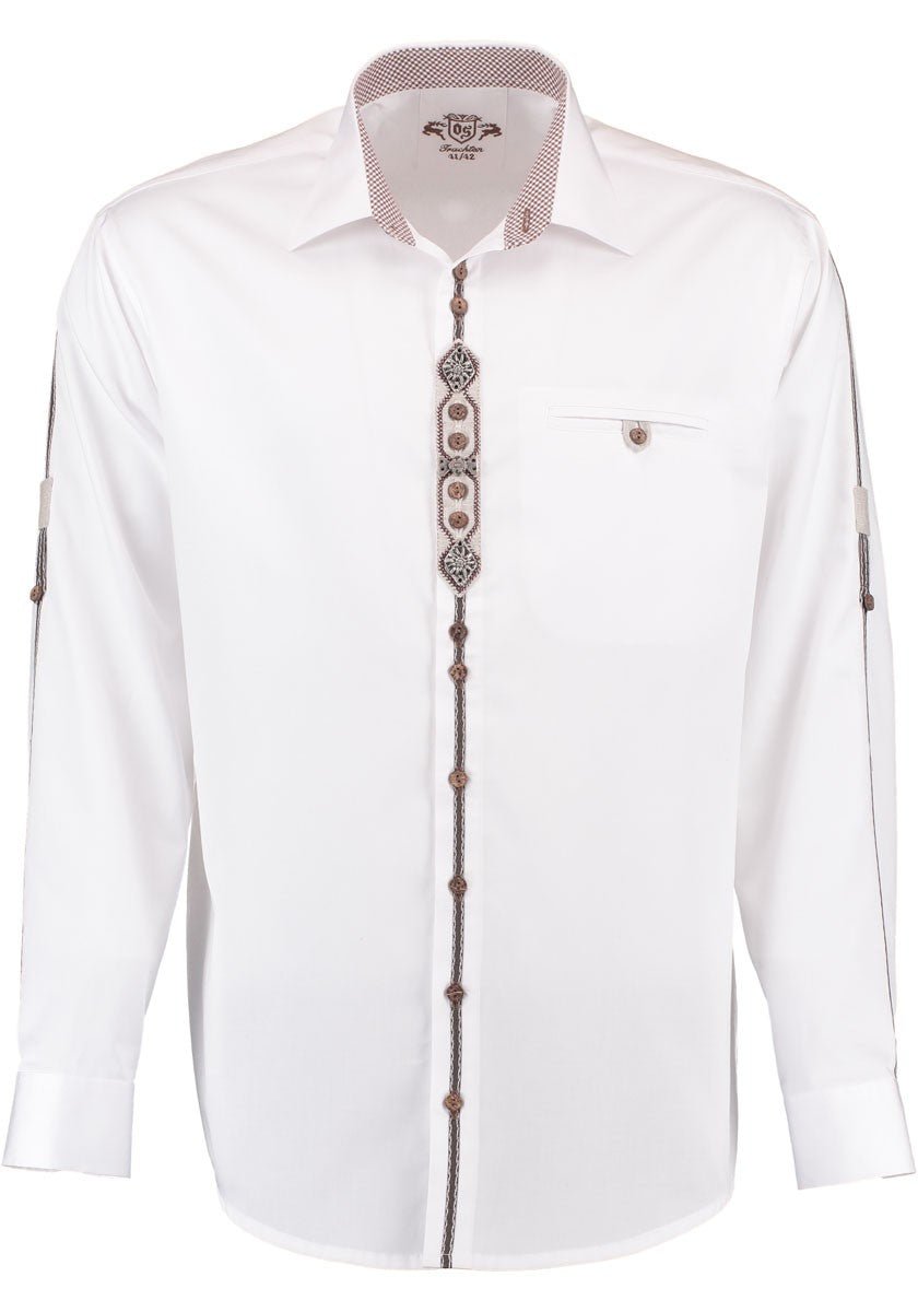 Trachtenhemd - Herrenhemd Hausl weiß langarm - Dirndl.com