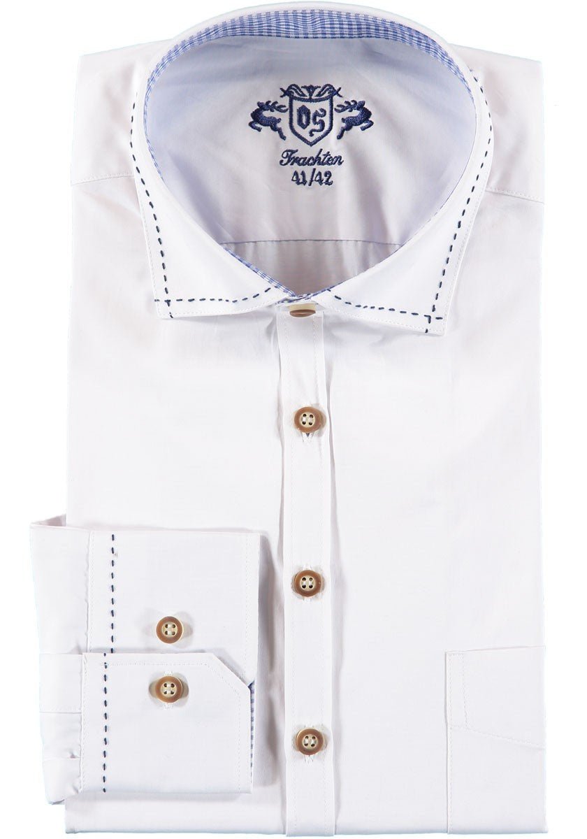 Trachtenhemd - Herrenhemd Verl weiß langarm - Dirndl.com