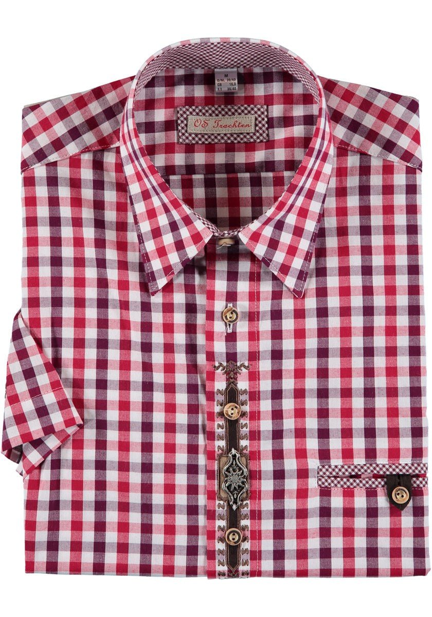 Trachtenhemd - Herrenhemd Hartmann rot kurzarm - Dirndl.com