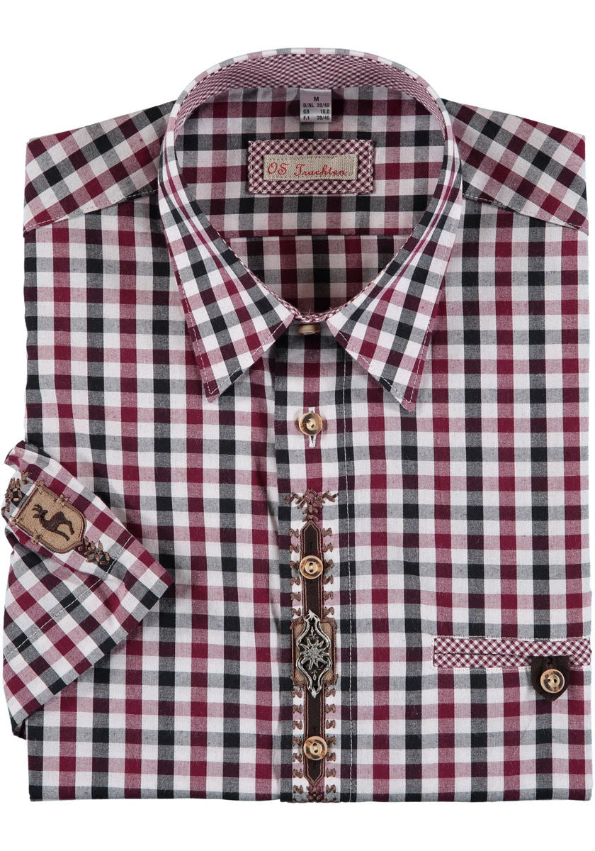 Chemise homme Hartmann rouge/noir manches courtes