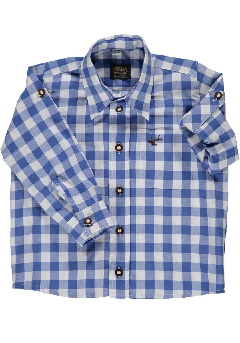 Trachtenhemd - Kinderhemd Ederl blau langarm - Dirndl.com