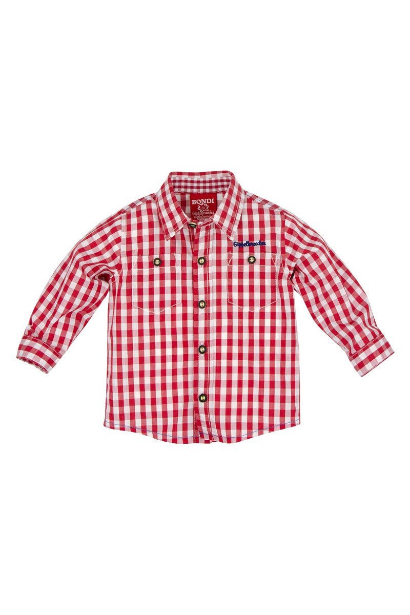 Trachtenhemd - Kinder Karohemd rot - Dirndl.com