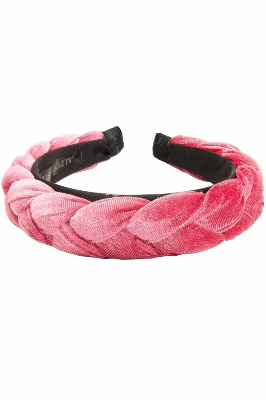 Haarreifen - Samt - Haarreif Flechtoptik rosé - Dirndl.com