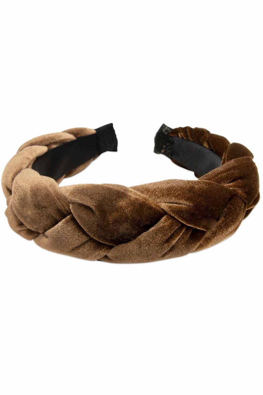 Samt-Haarreif Flechtoptik braun