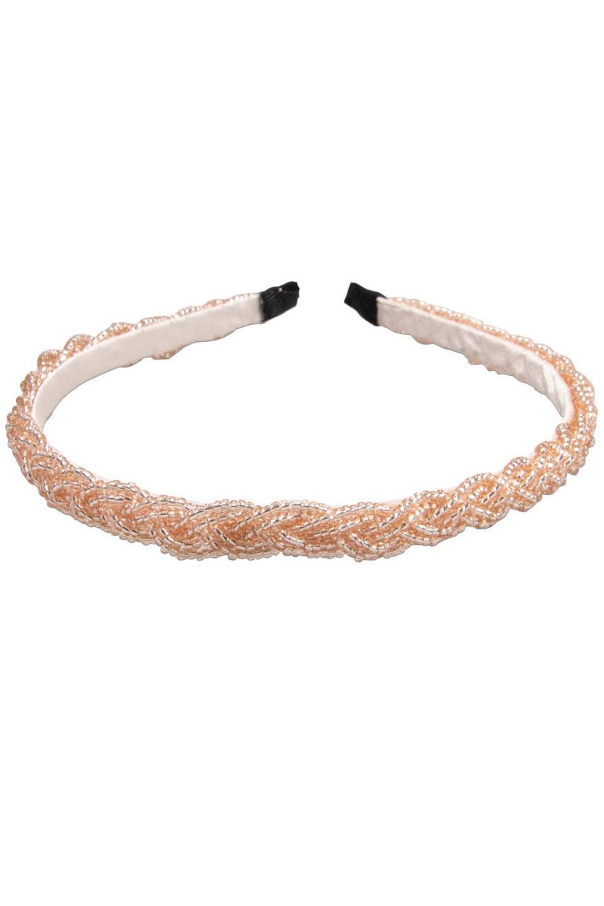 Haarreifen - Perlen - Haarreif Flechtoptik champagner - Dirndl.com