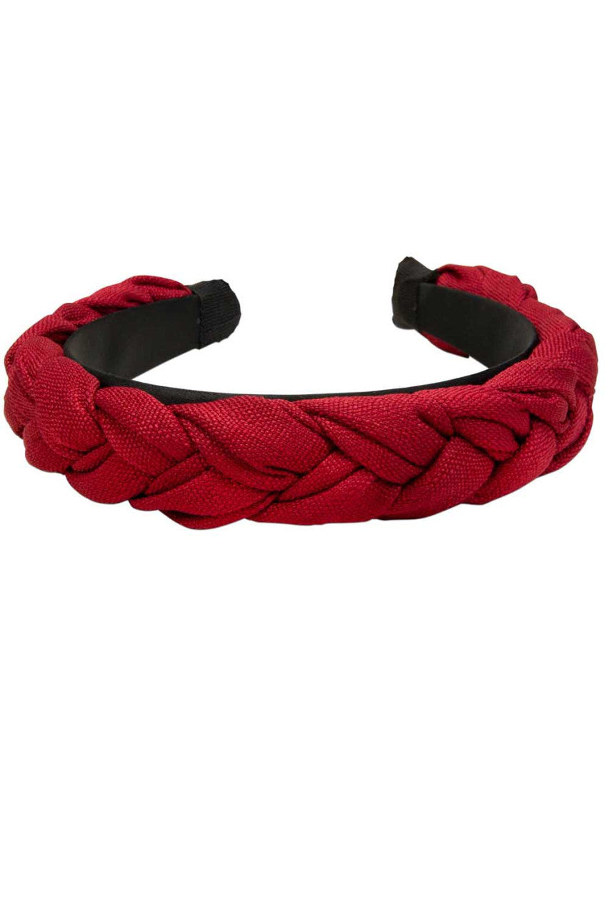 Flecht-Haarreif Leinen-Optik rot