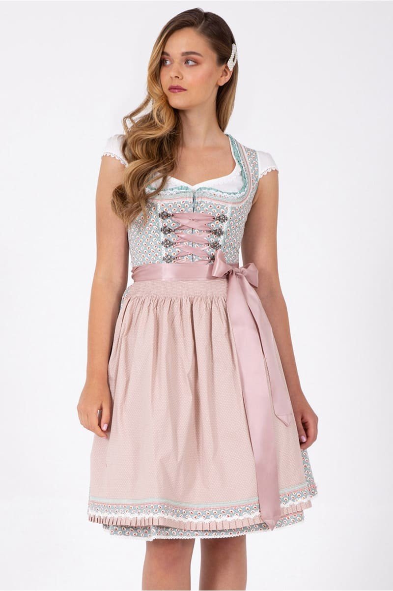 dirndl dress mini Lusiana · dirndl by Krüger Color:Golden Amber The Glimasanne atf-kg-03.25.26 Floral cotton with ruffled