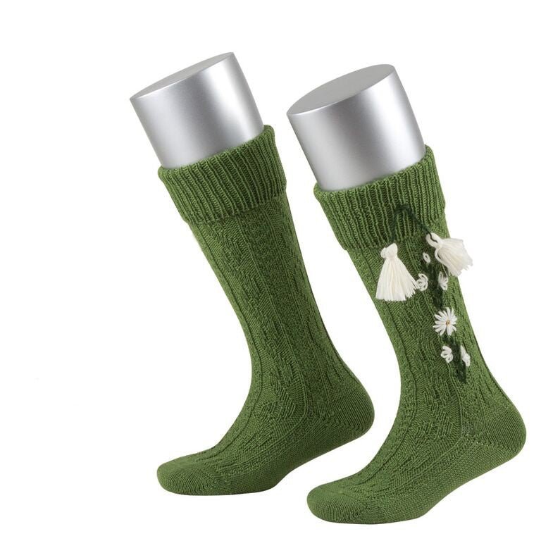 Strumpf - Kinderstrumpf mit Quasten grün - Dirndl.com
