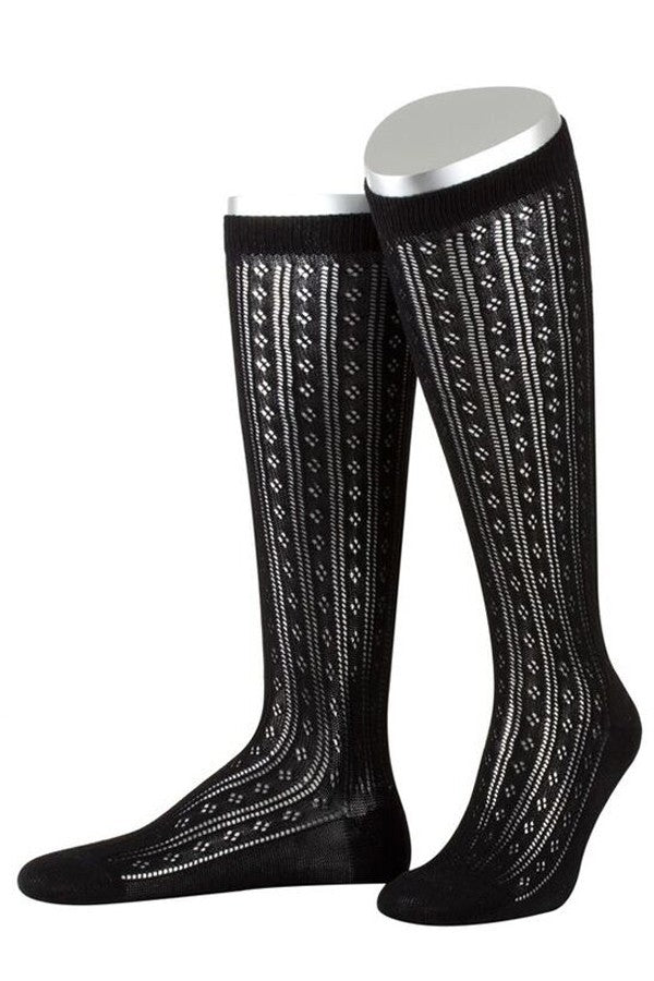 Strumpf - Spitzenkniestrumpf Anne in Schwarz - Dirndl.com