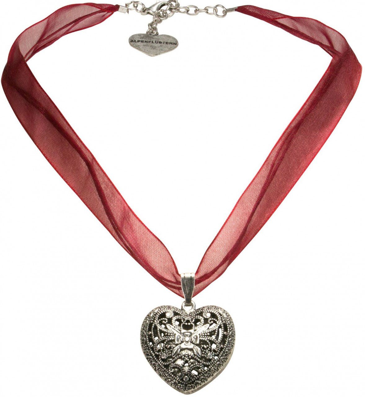 Kette - Organza Trachtenkette Viktoria dunkelrot - Dirndl.com