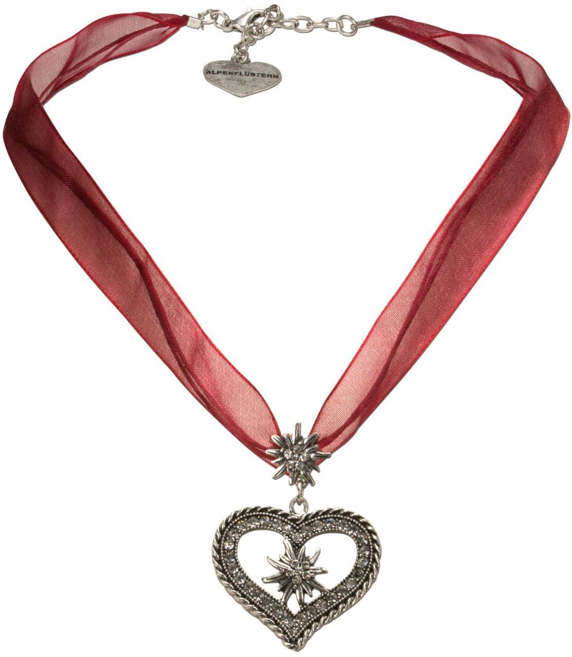 Kette - Organza Trachtenkette Maria dunkelrot - Dirndl.com