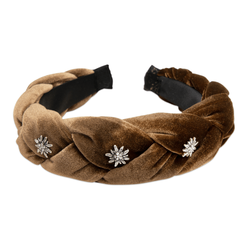 Haarreifen - Samt - Haarreif Flechtoptik dunkelbraun - Dirndl.com