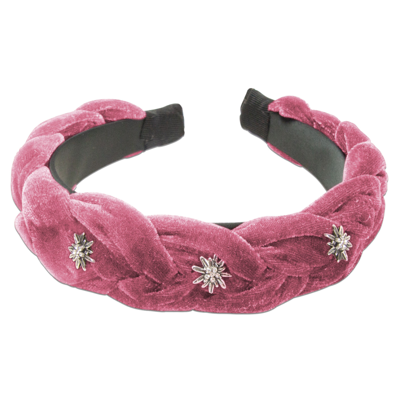 Velvet Headband Braided Look Pink