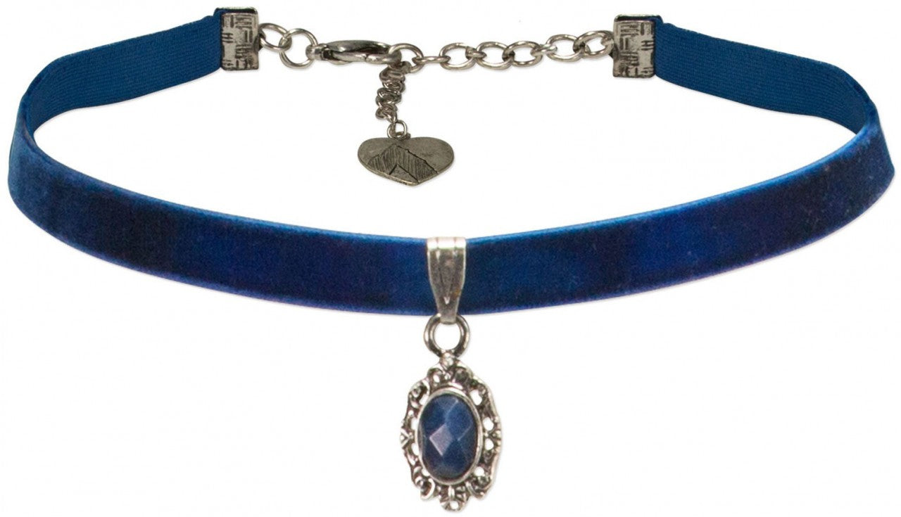 Velvet choker Beatrice blue