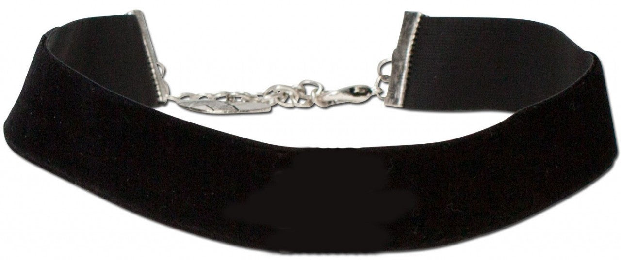 Tour de cou traditionnel en velours large noir