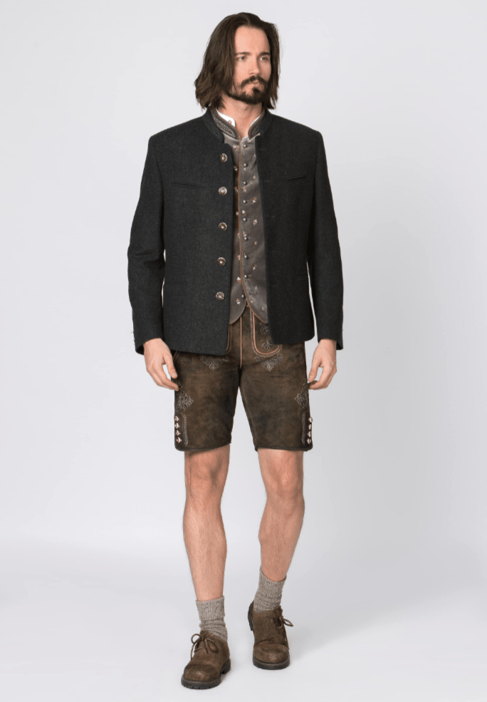 Trachtenjanker - Jacke Stachus anthrazit - Dirndl.com
