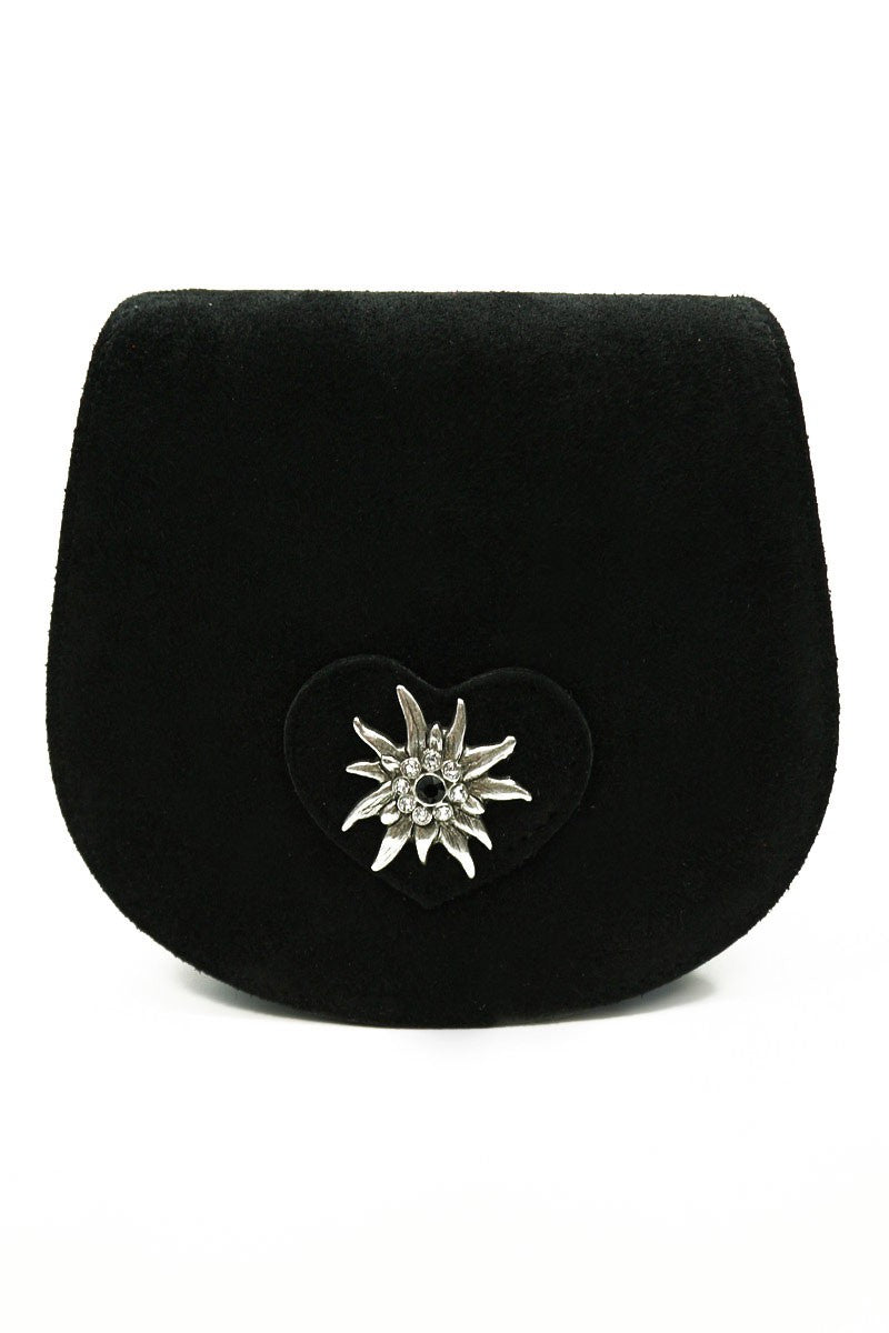 Umhängetasche Herz-Edelweiß schwarz