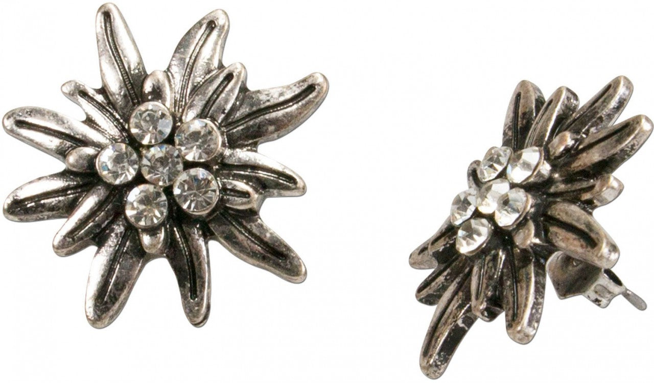 Stud earrings sparkling Edelweiss blossom
