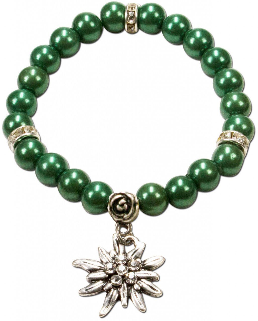 Armband - Perlenarmband Laura Edelweiß grün - Dirndl.com