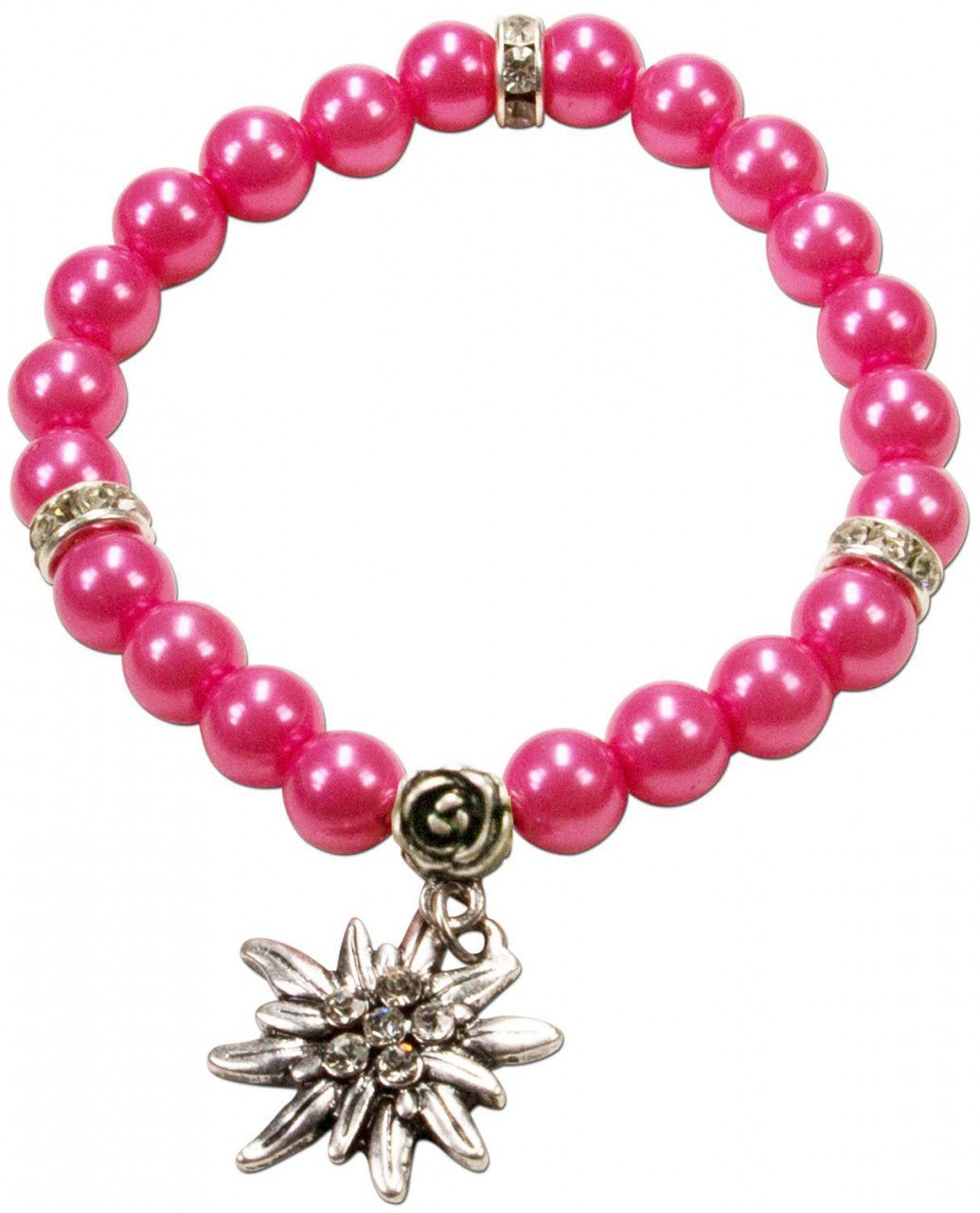 Armband - Perlenarmband Laura Edelweiß pink - Dirndl.com