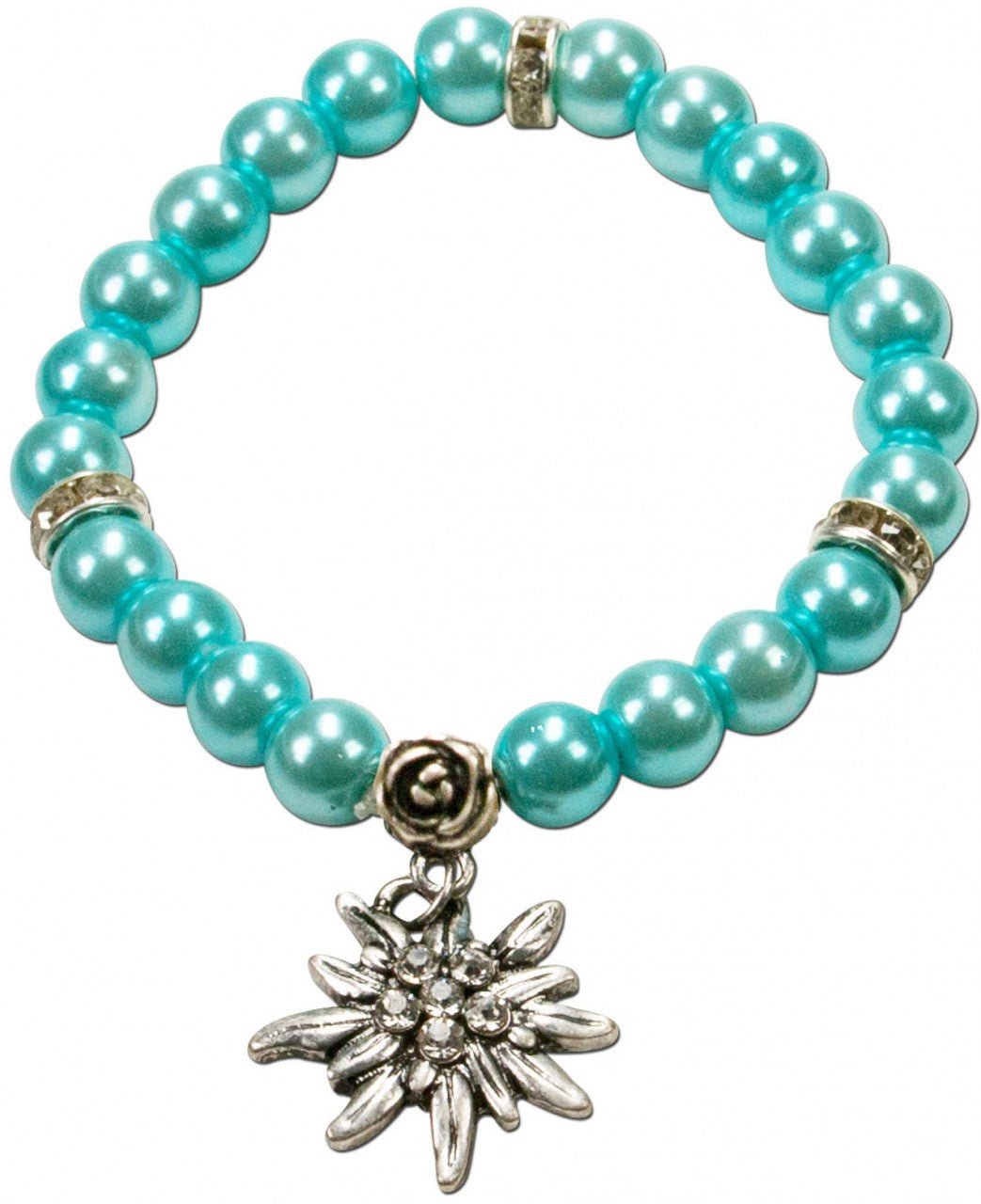 Armband - Perlenarmband Laura Edelweiß türkis - Dirndl.com