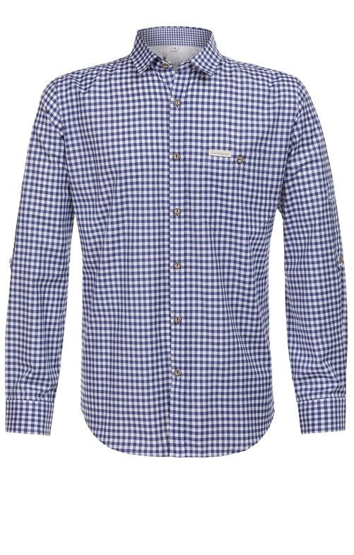 Trachtenhemd - Trachtenhemd Campos in blau langarm - Dirndl.com