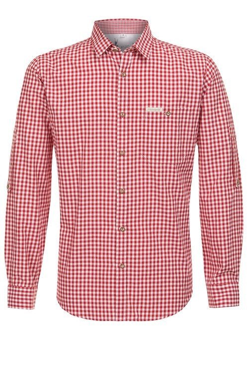 Trachtenhemd - Trachtenhemd Campos in rot langarm - Dirndl.com