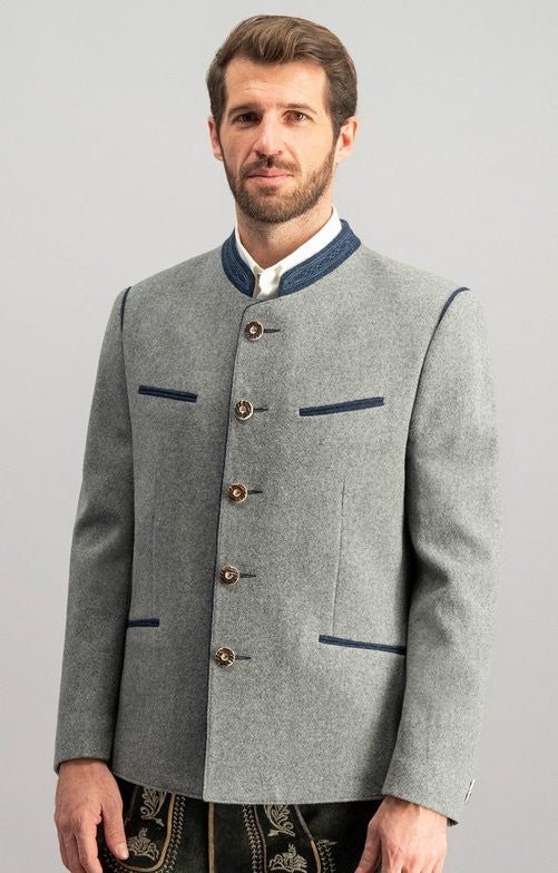 Trachtenjanker - Trachtenjanker Stachus hellgrau - blau - Dirndl.com
