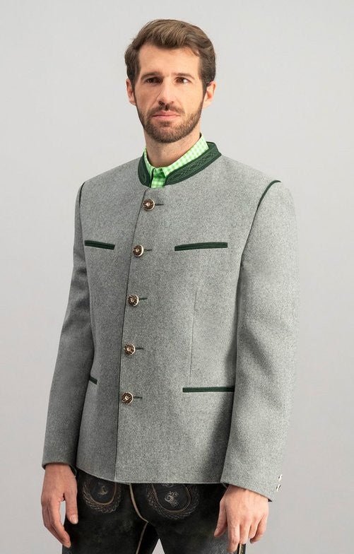 Trachtenjanker - Trachtenjanker Stachus hellgrau - tanne - Dirndl.com