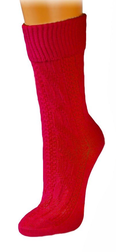 Strumpf - Trachtenstrumpf mittellang rot - Dirndl.com